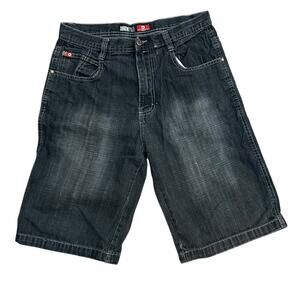 Y2K Southpole High Waisted Denim Shorts 30" Waist Gray Black Jorts Streetwear